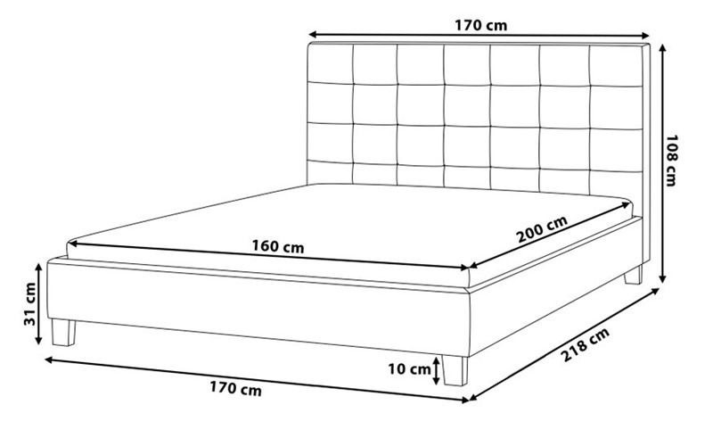 ابعاد تخت خواب دو نفره پارچه ای بلند