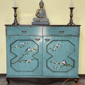 کنسول چوبی فیروزه ای