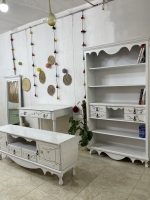 ست میز تیوی و کتابخانه سفید