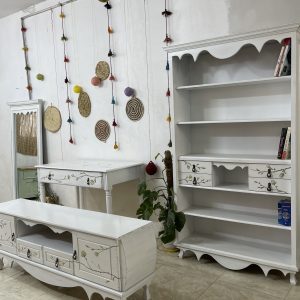 ست میز تیوی و کتابخانه سفید