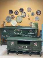 میز تیوی و کنسول چوبی سبز