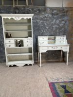 ست میز تحریر و کتابخانه سفید
