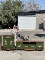 ست میز تیوی و جاکفشی چوبی