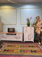 ست میز تلویزیون و جاکفشی چوبی