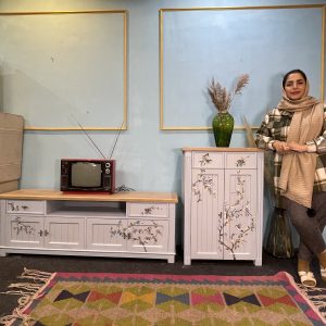 ست میز تلویزیون و جاکفشی چوبی