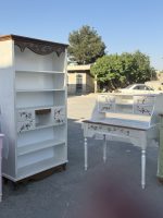 ست میز تحریر و کتابخانه چوبی شیک